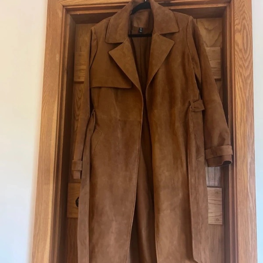 River Island Tan Suede Trench Coat